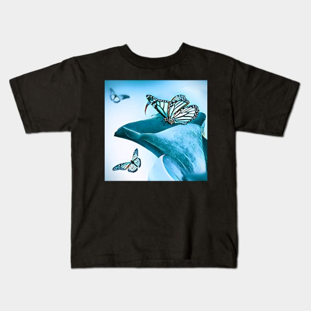 Blue Butterflies Kids T-Shirt by Unique Designs